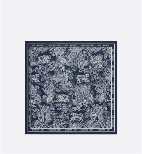 Toile de Jouy Reverse Sarong Navy Blue Cotton .